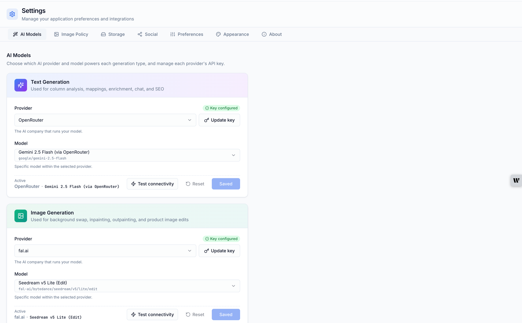 Settings and RBAC